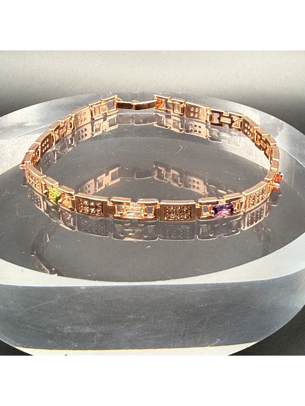 candy+clover gold and crystal cuff bangle rose gold tone bracelet 7.5 inch